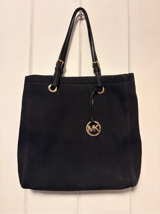 Michael Kors Handbags - Michael Kors Black Tote with Gold MK Charm